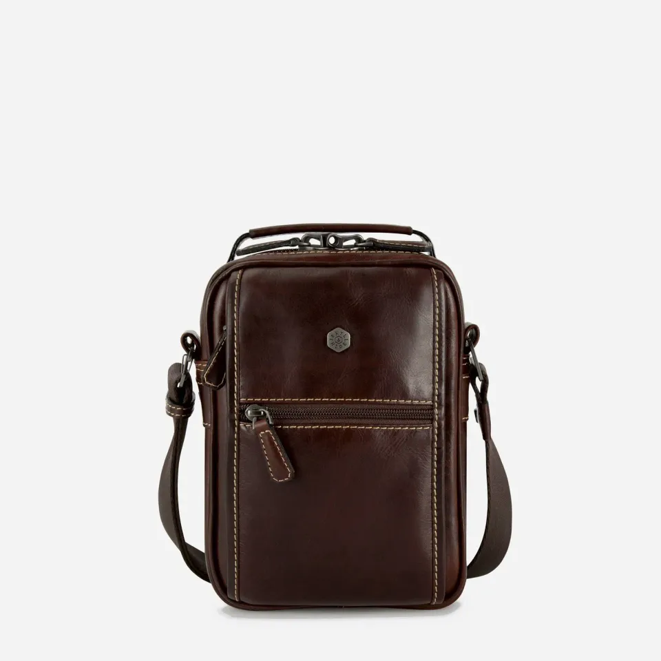 Jekyll & Hide Oxford Detailed Crossbody tracolla Mocha pelle