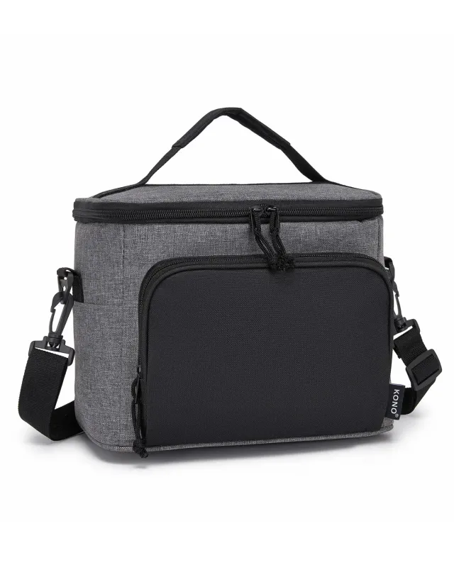 Kono Borsa Termica 9L Grigio Nero Porta Pranzo Isolata