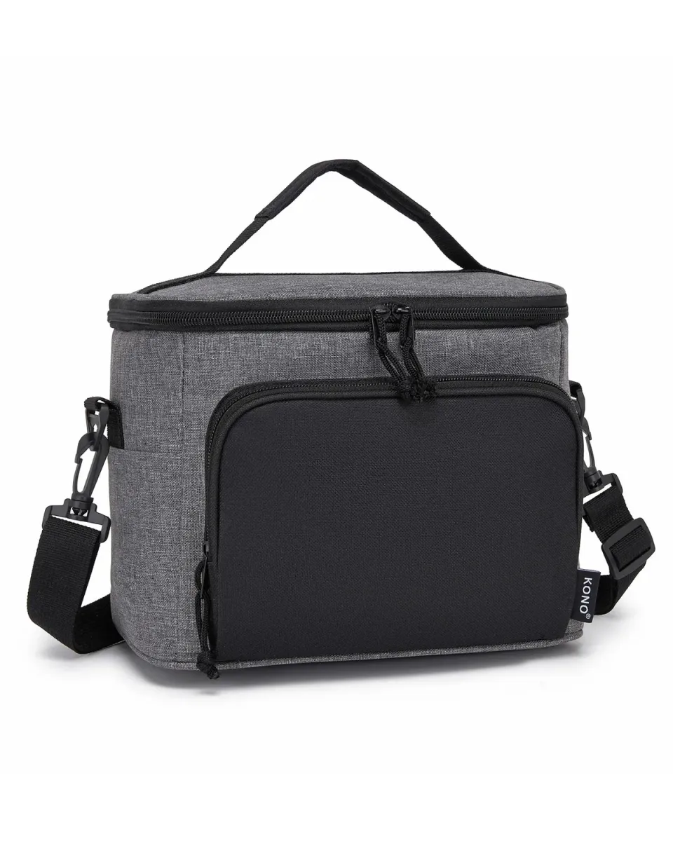 Kono Borsa Termica 9L Grigio Nero Porta Pranzo Isolata