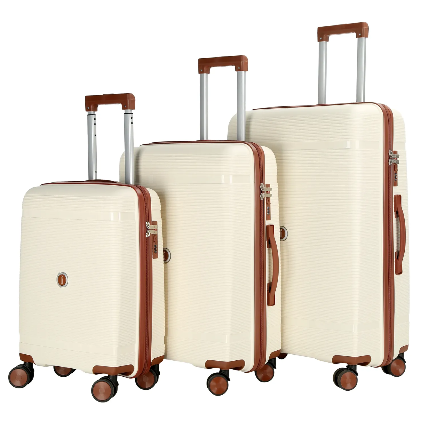 CELIMS set 3 valigie rigide beige polipropilene 55-75 cm