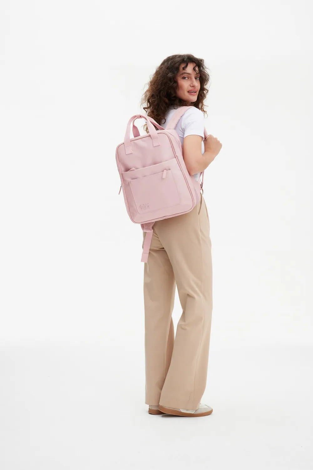 Beis Expandable Backpack zaino atlas pink estensibile