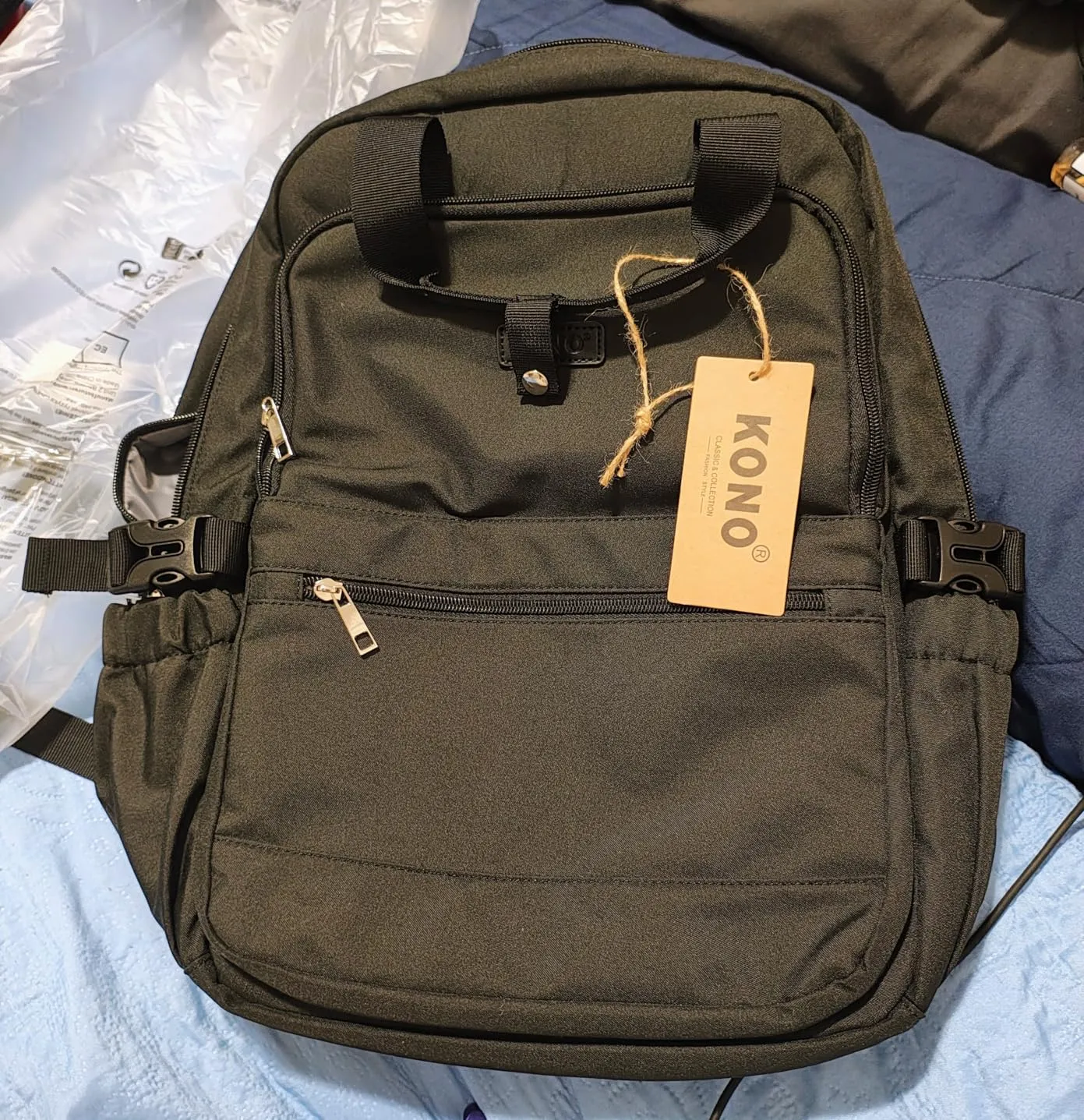Kono zaino porta PC 15,6 pollici grigio/beige impermeabile