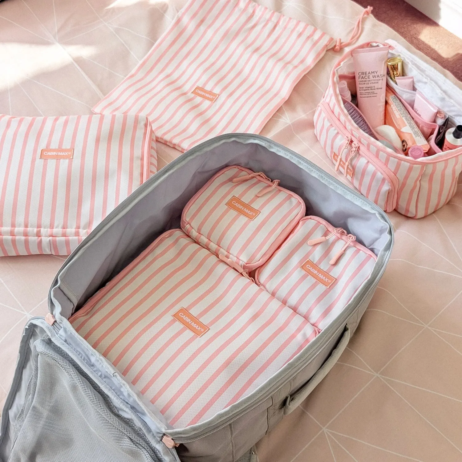 Cabin Max Classic Striped set 5 packing cubes rosa
