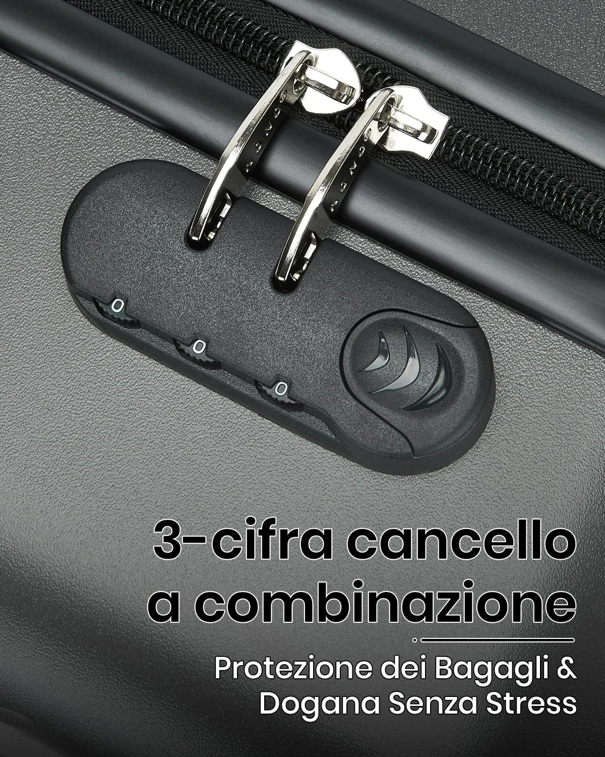 Kono Valigia Rigida 55x40x20 bagaglio a mano grigio 34L