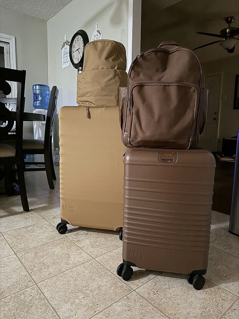 Beis Small Carry-On cover valigia camel