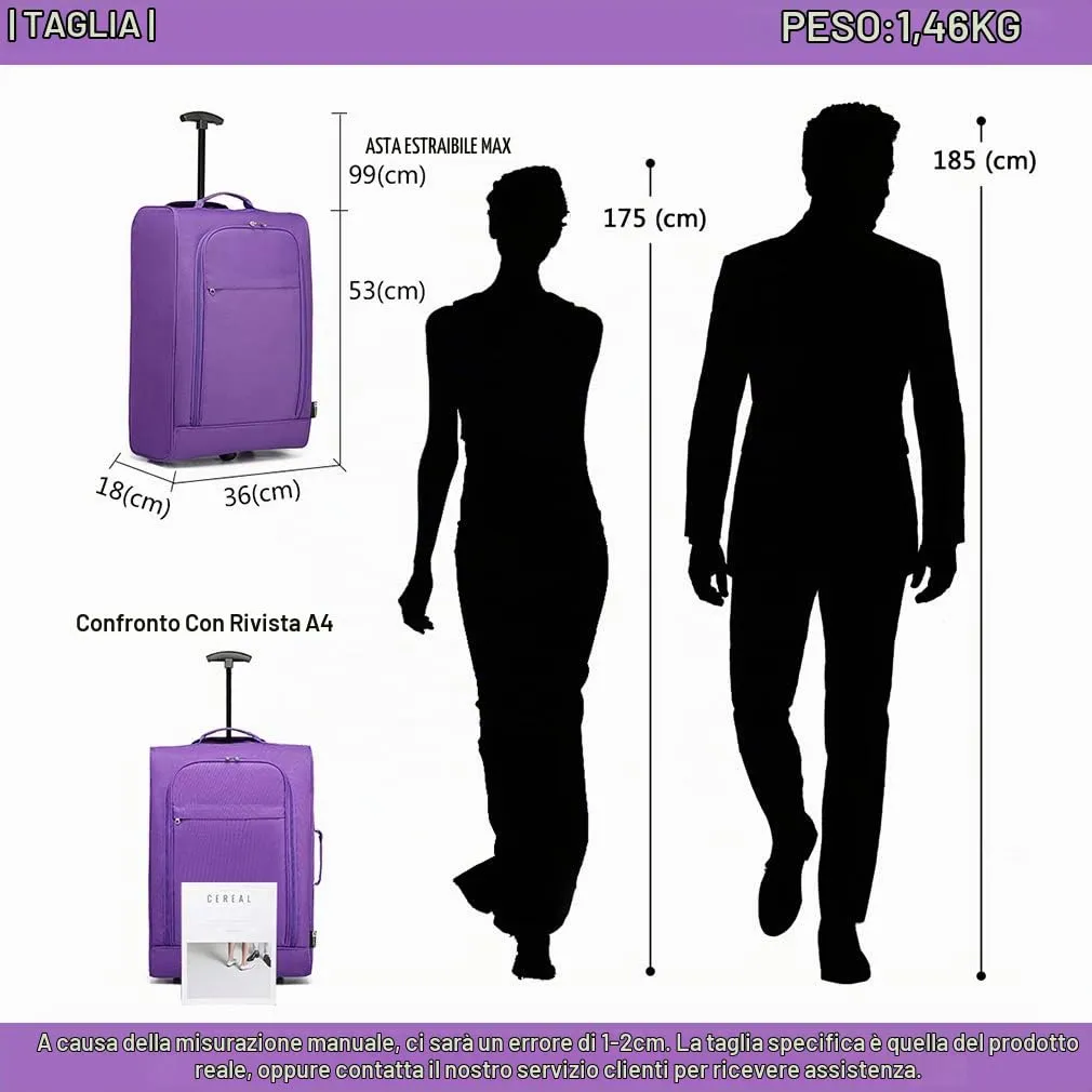 Kono Bagaglio Mano soft trolley leggero blu