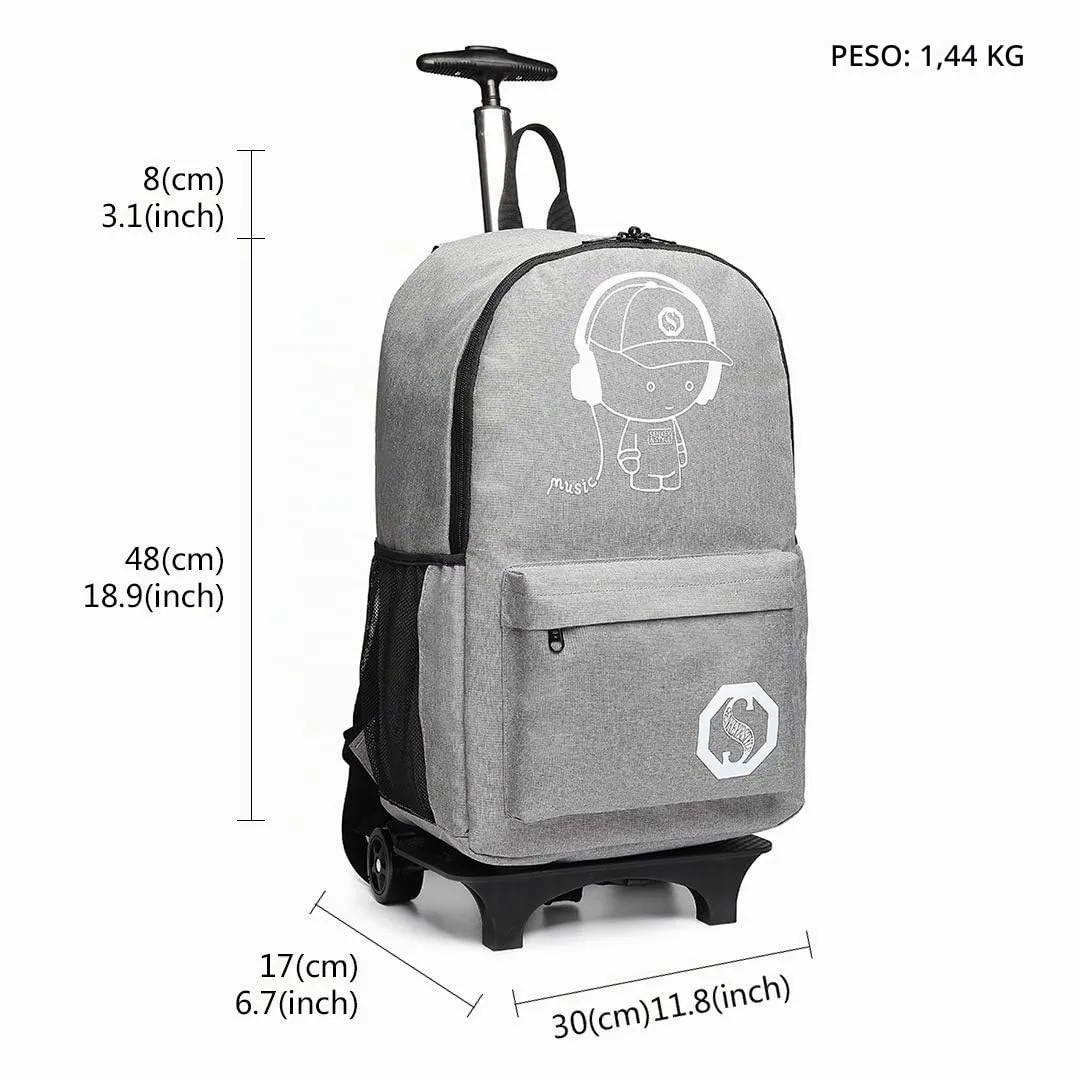 Kono Zaino Trolley Laptop 15,6" Grigio Ruote