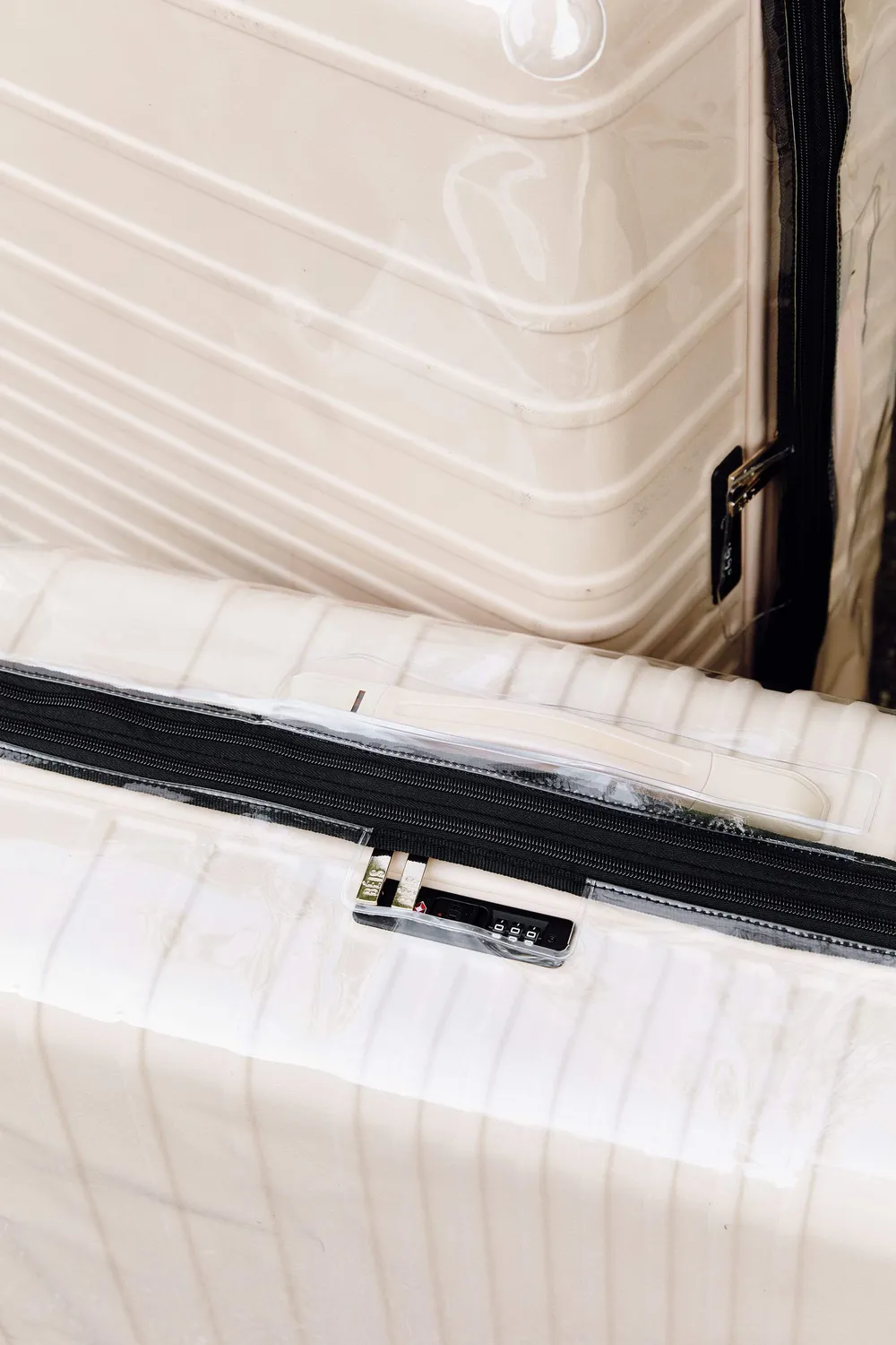 Beis Medium Check-In cover valigia trasparente PVC