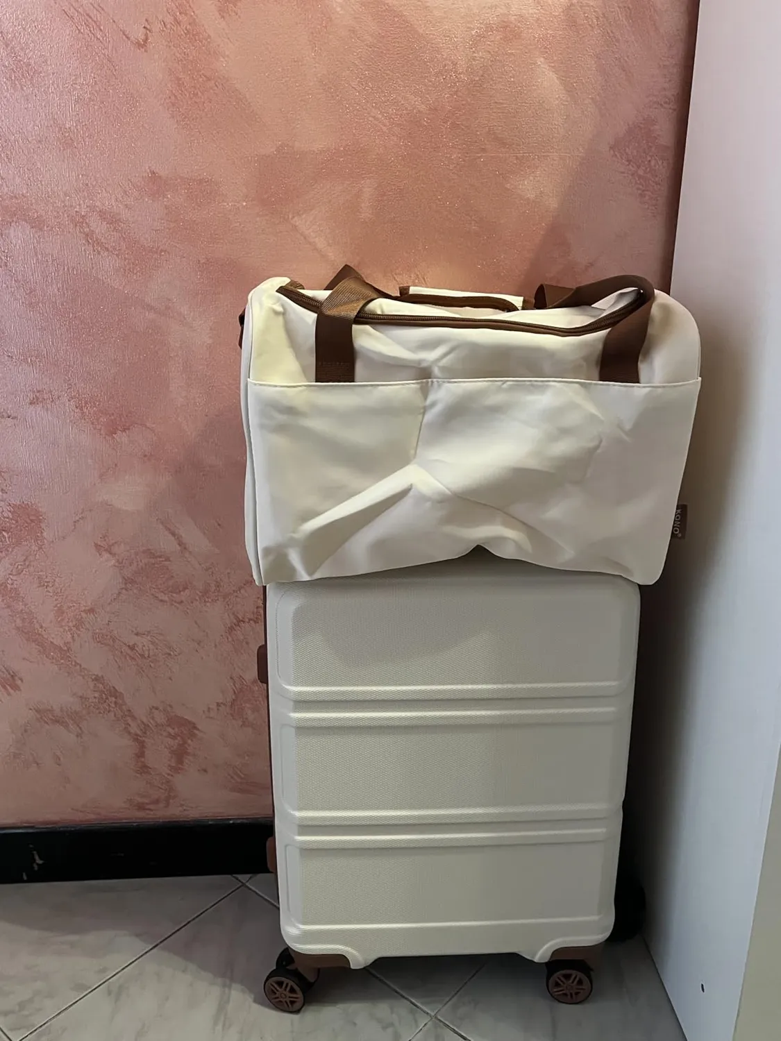 Kono Set 2 Valigia 55cm + Borsa 40x30x20 Nero Rigido