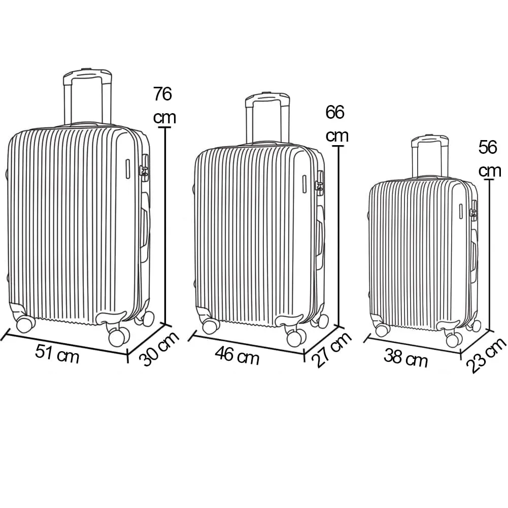 Provitera New York set 3 valigie ABS oro 56-76 cm