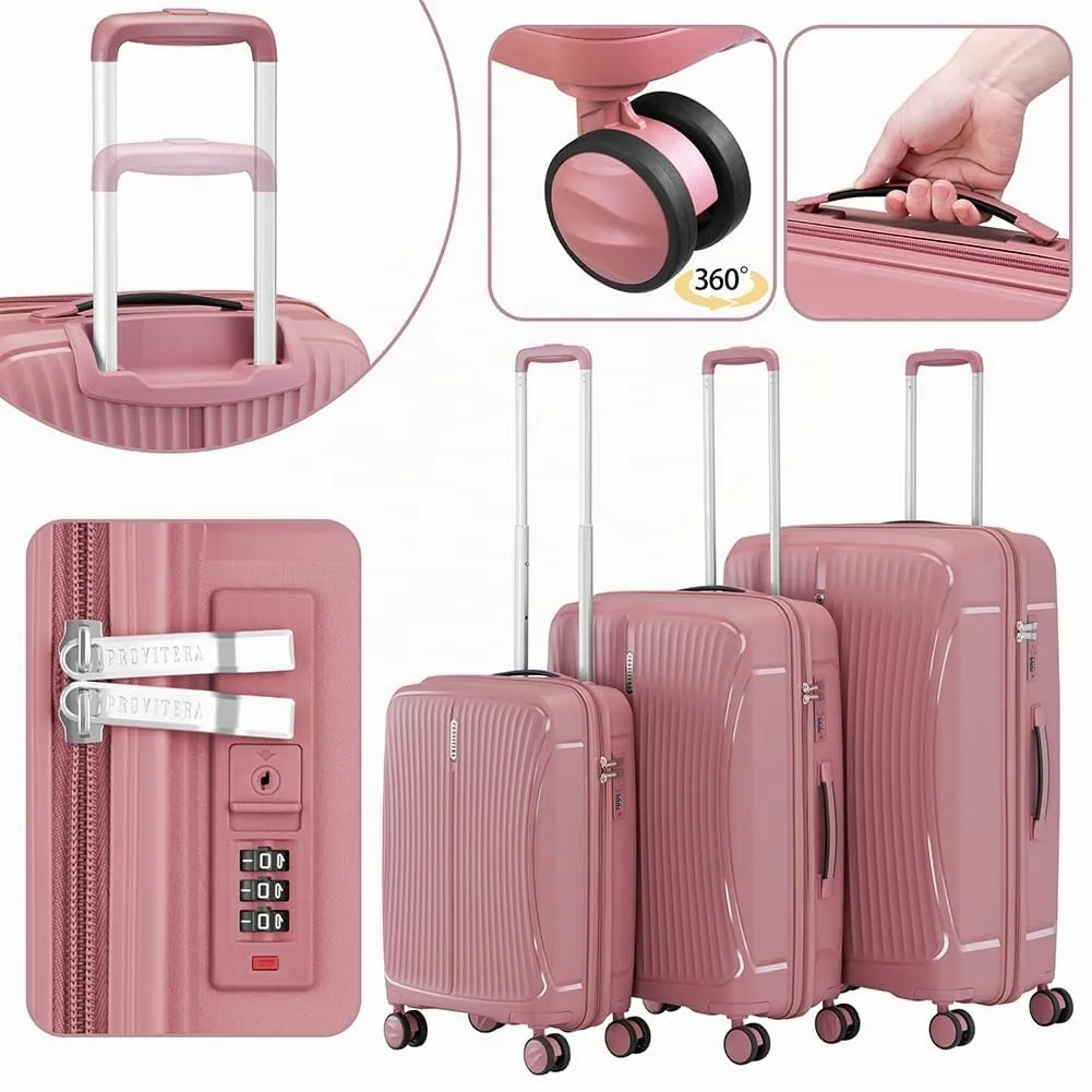Provitera Set 3 Valigie Rigide Rosa ABS 90 Litri
