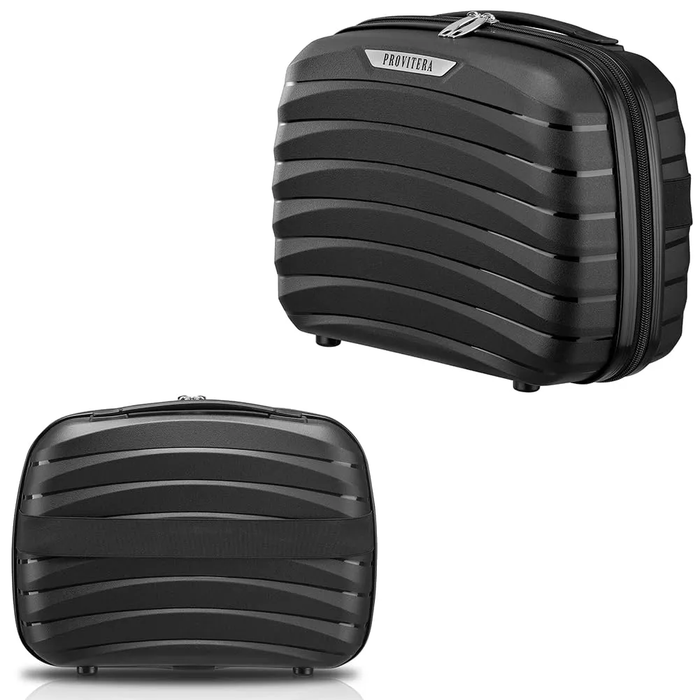 Provitera Set 4 Valigie Rigide Nere con Beauty Case