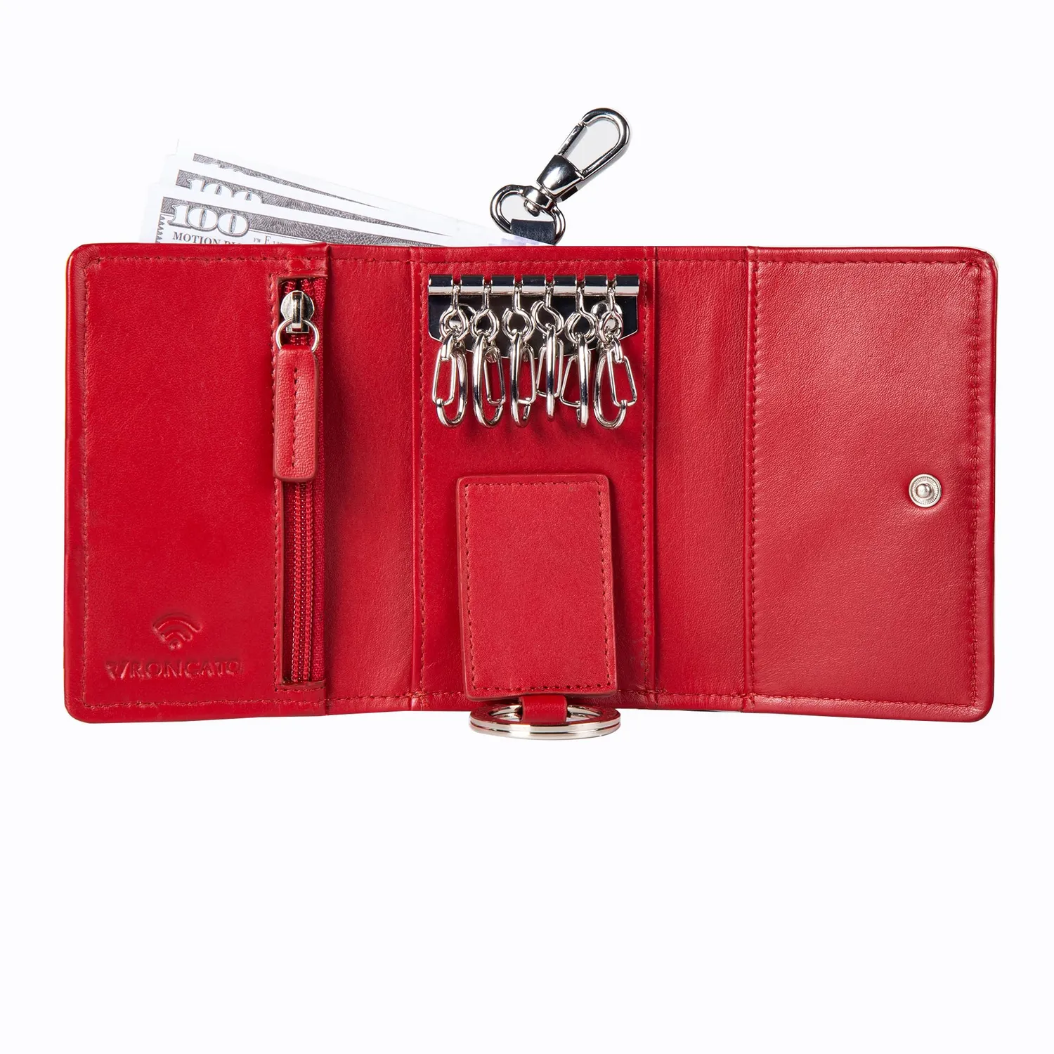 Roncato Madrid Portachiavi Pelle Navy Rosso RFID