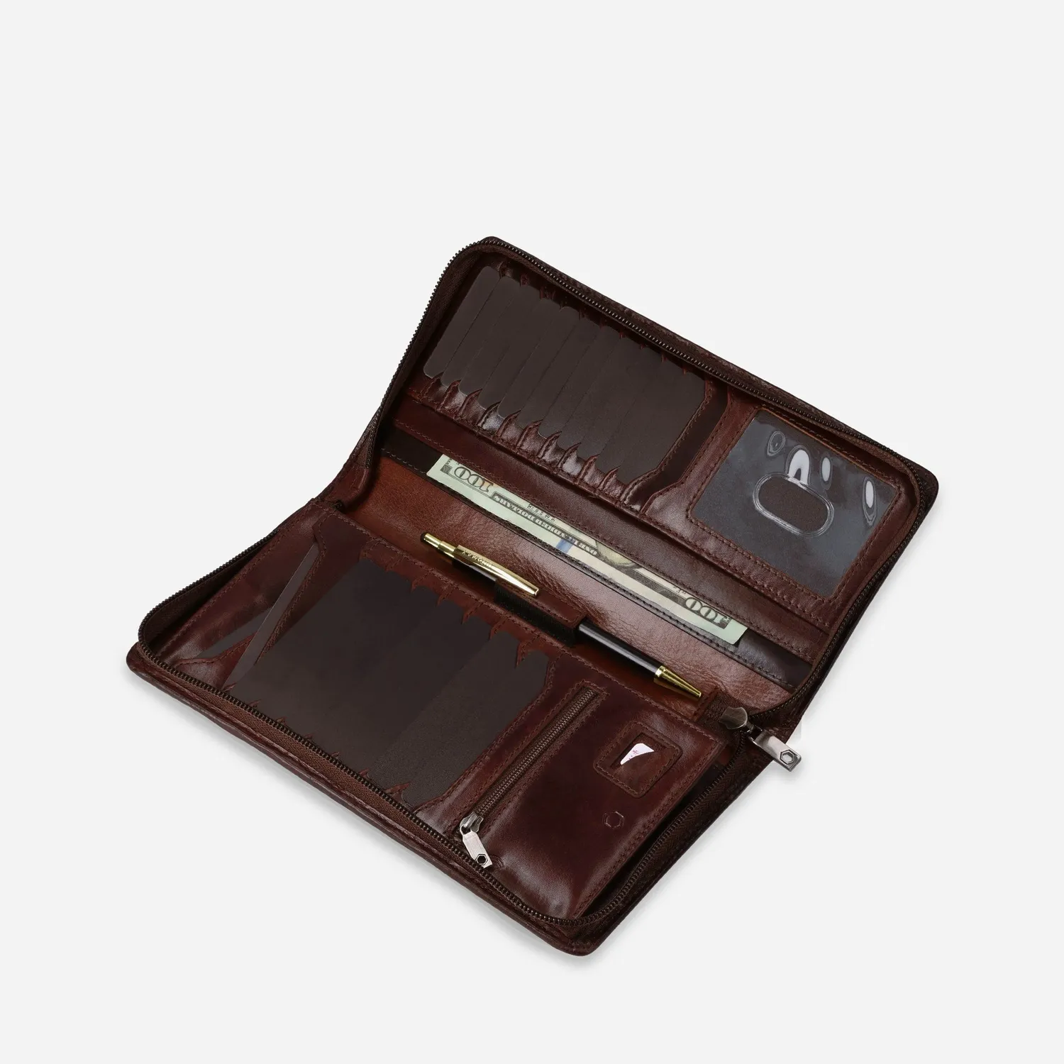 Jekyll & Hide Travel Organiser portafoglio viaggio Mocha pelle