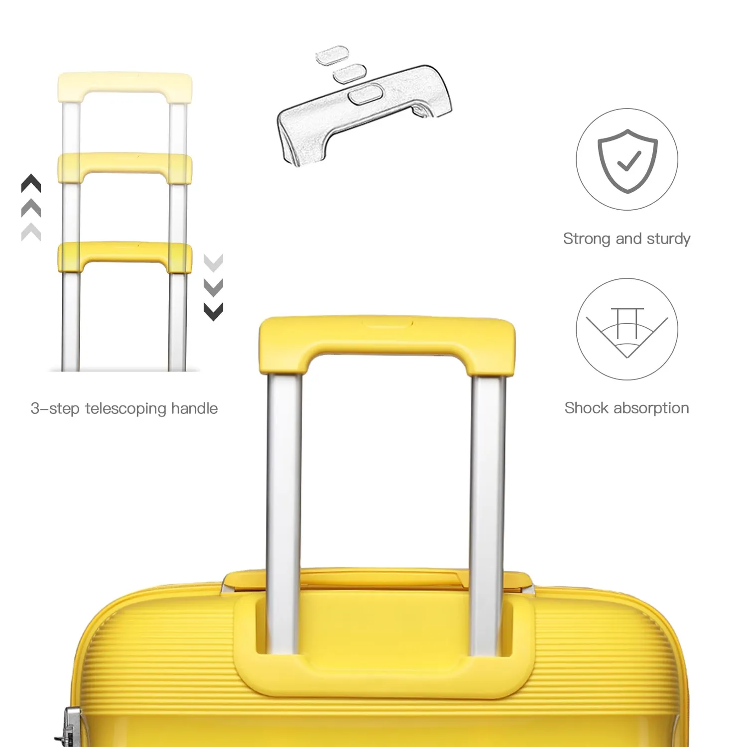 Kono trolley bagaglio a mano rigido S 55x40x20 giallo