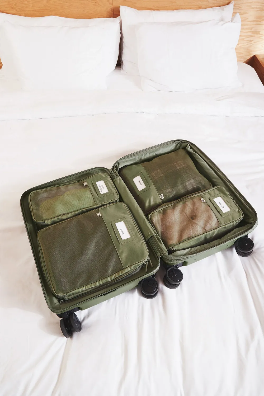 Beis Compression Packing Cubes organizer valigia oliva 4 pezzi