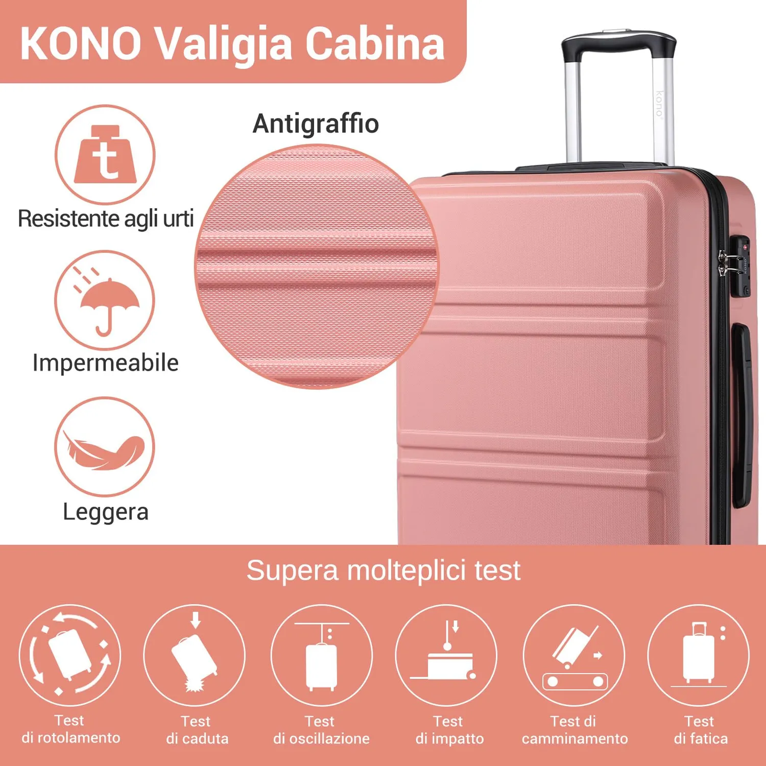 Kono Valigia Media 65cm valigia rigida stiva nude