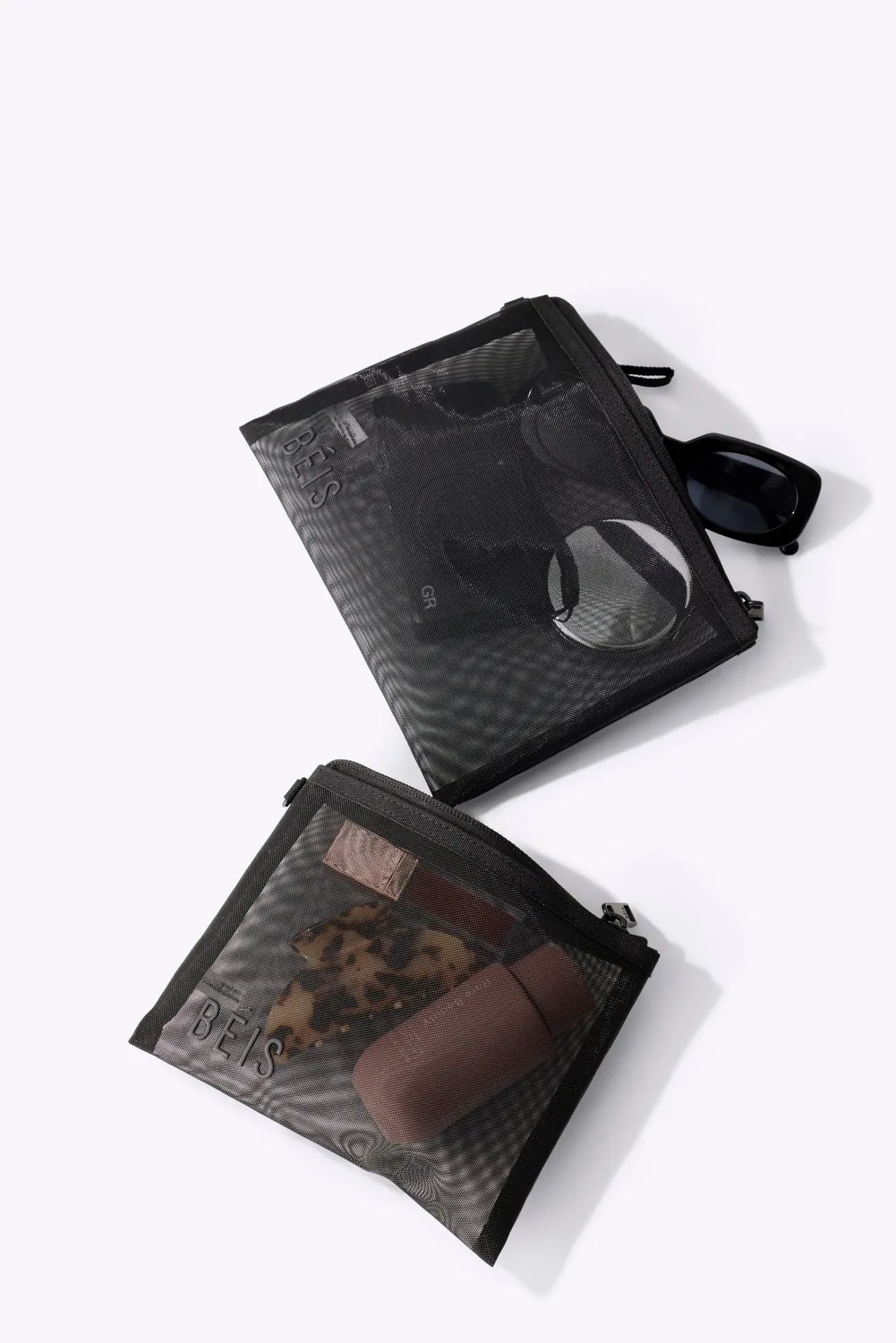 Beis Mesh Pouch Duo Pochette Rete Nere 2 Pezzi
