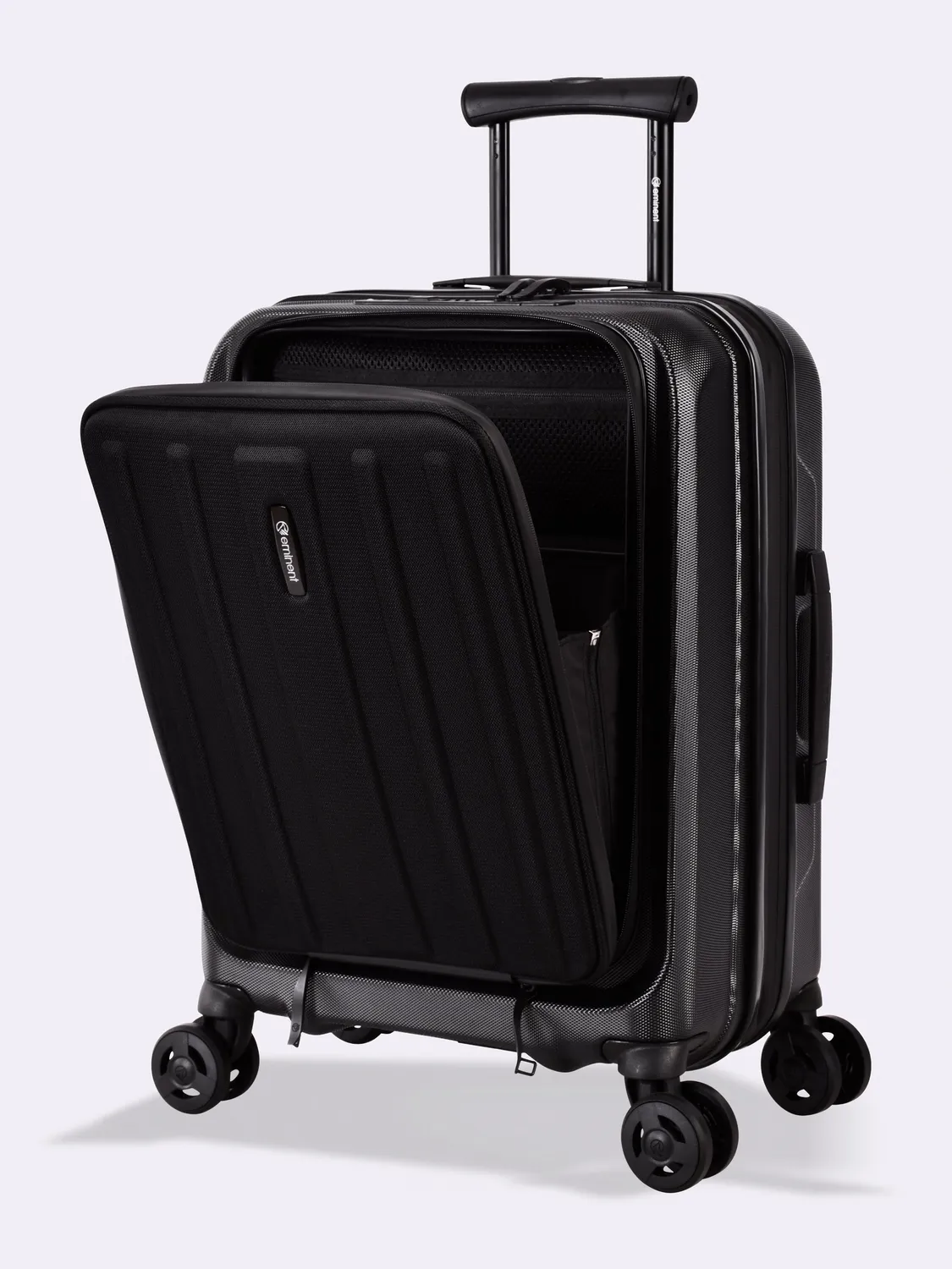 Eminent Kapstadt Premium Edition valigia rigida nero tasca frontale