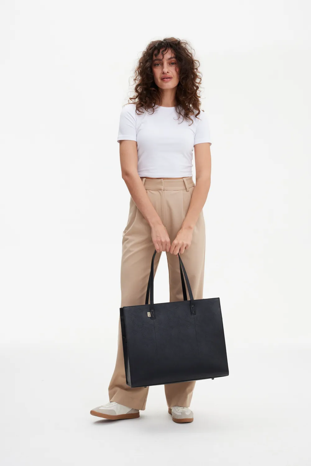Beis Large Work Tote borsa tote nero liscio