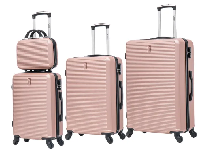 CELIMS Set 4 valigie ABS nero 55-75cm con beauty