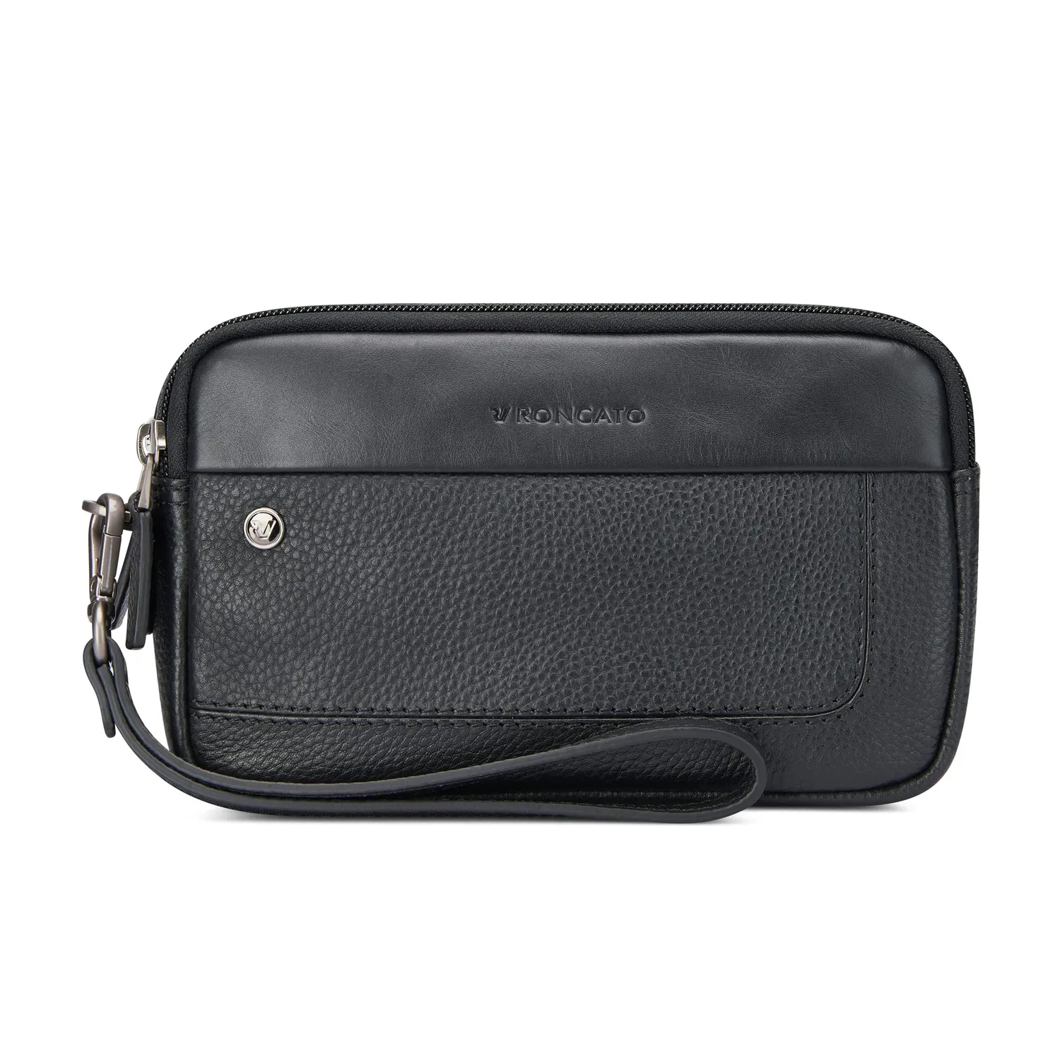 Roncato Alaska Pochette Uomo Pelle Nera Zip Beauty