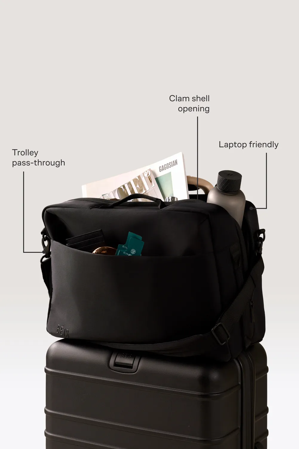 Beis Ultimate Travel Duffle borsone nero apribile piatto