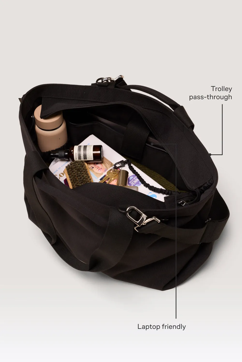 Beis Travel Tote borsa viaggio Black porta PC