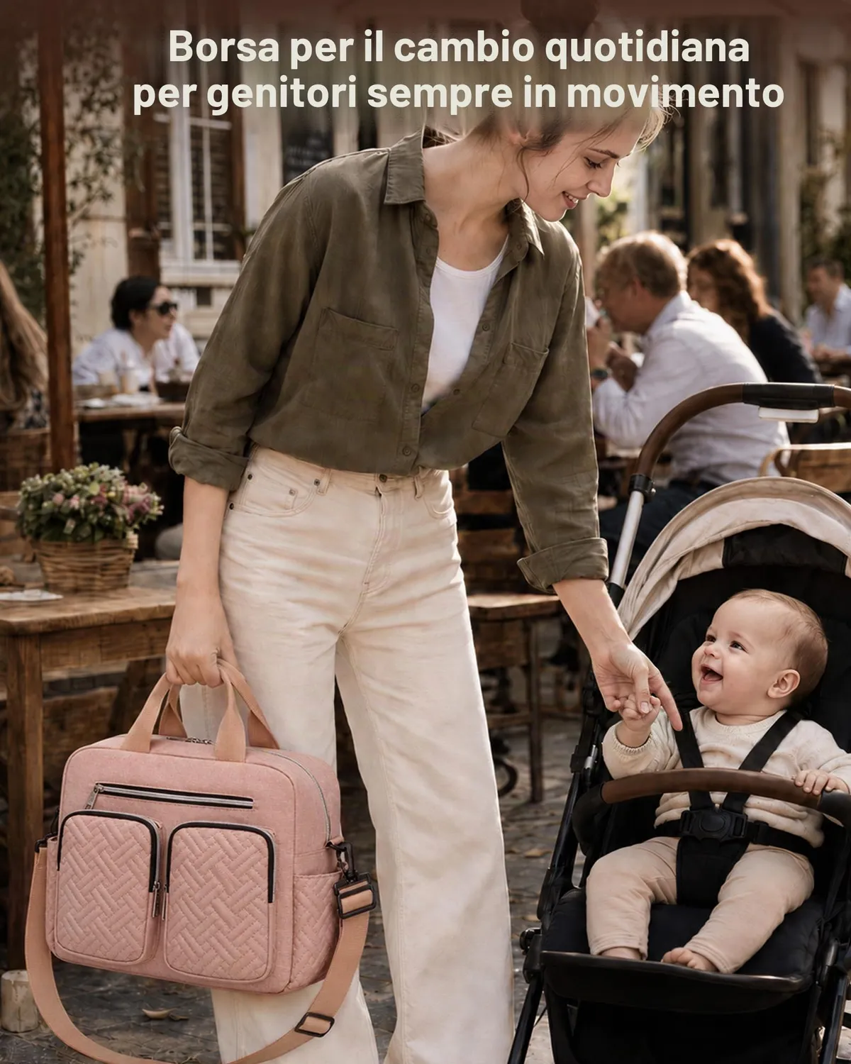 Kono Borsa Fasciatoio Rosa Impermeabile con Termiche