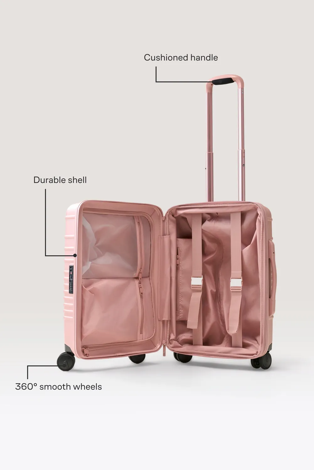 Beis Carry-On Roller Atlas Pink trolley mano rosa rigido