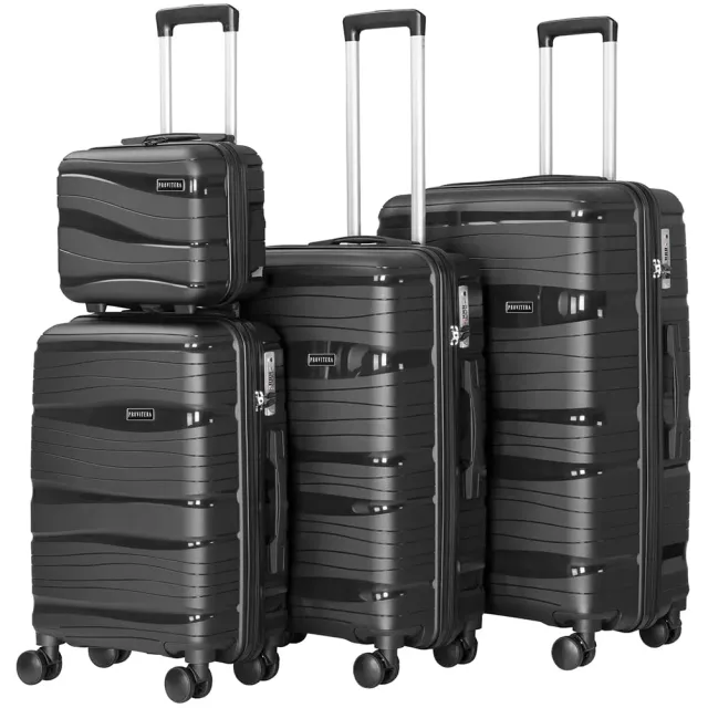 Provitera Set 4 Valigie Rigide PP Nero con Beauty Case