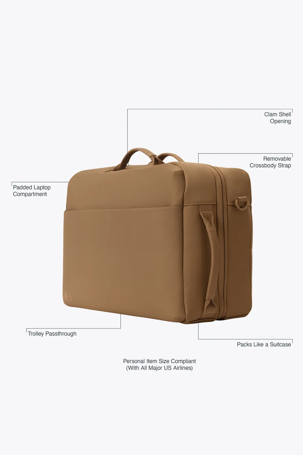 Beis Ultimate Travel Duffle borsone Camel sotto sedile