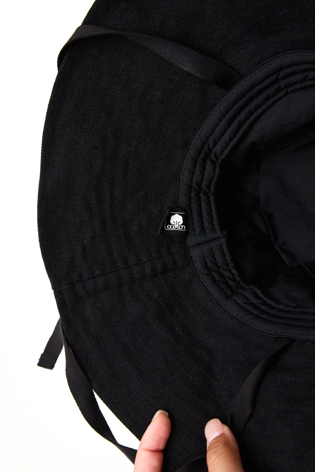Beis Wide Brim cappello tesa larga nero cotone