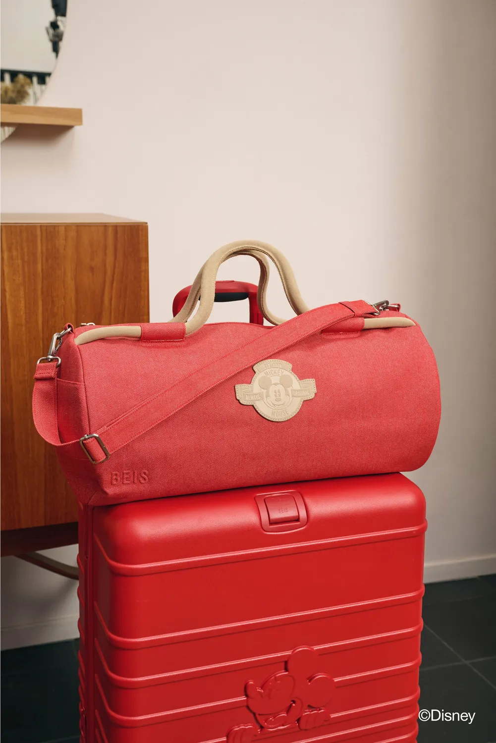 Beis Disney Large Duffle borsone rosso red jeans