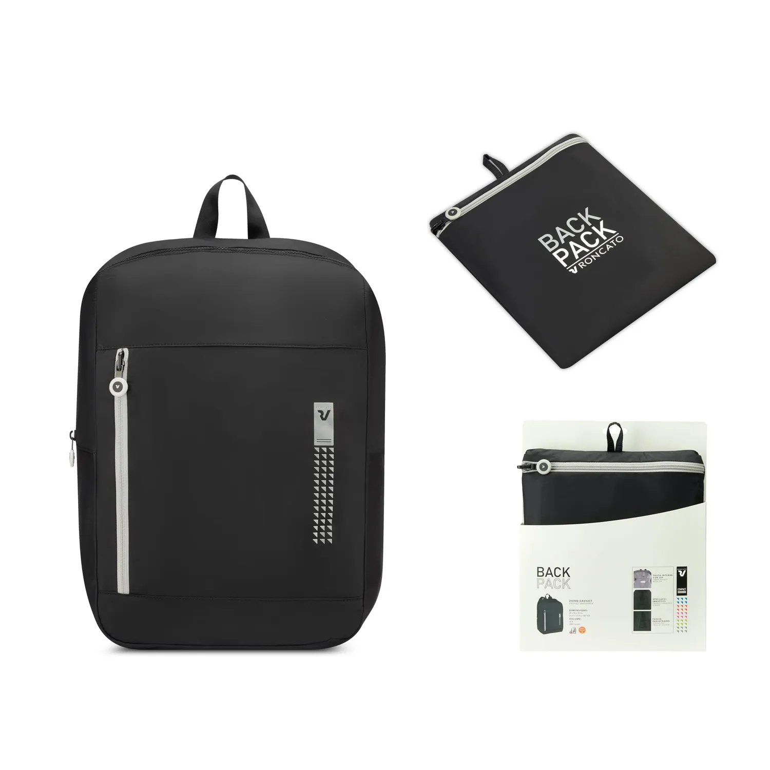 Roncato Compact Zaino Viaggio 45x36x20 Nero Pieghevole