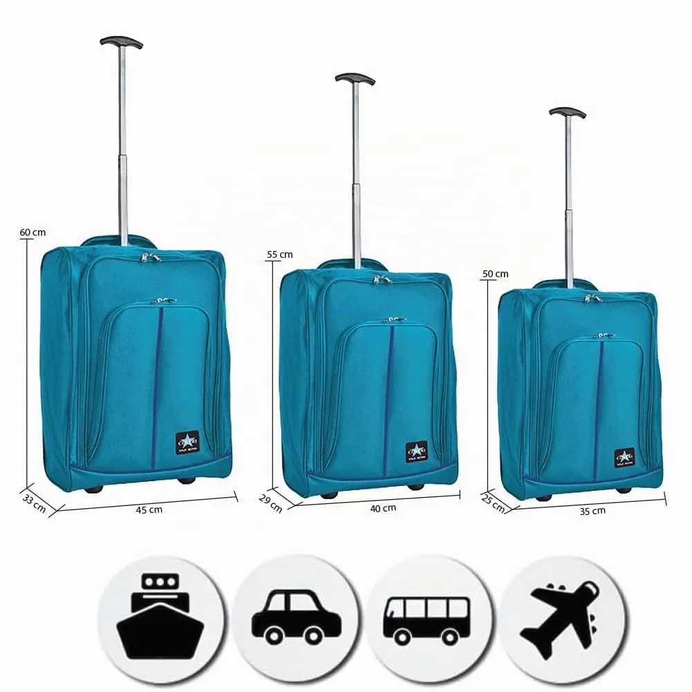 Provitera set 3 valigie morbide azzurro 50-60 cm