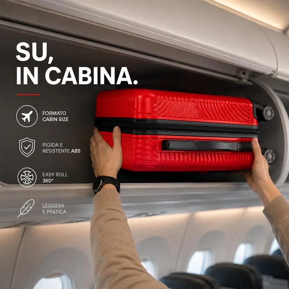 Provitera Trolley Cabina Rigido Rosso 55x40x20 ABS