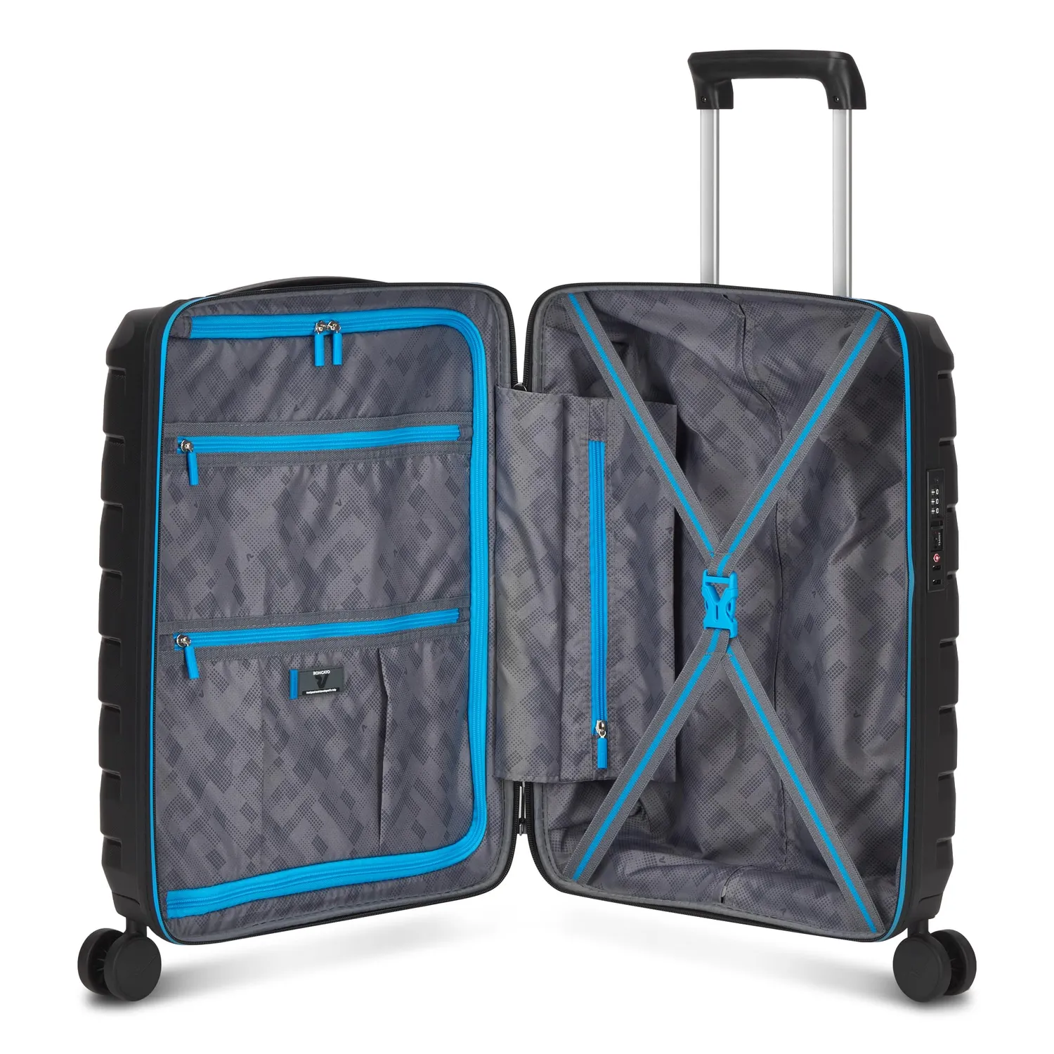 Roncato Skyline 2.0 Neon Trolley Mano 55x40x20 Nero Rigido