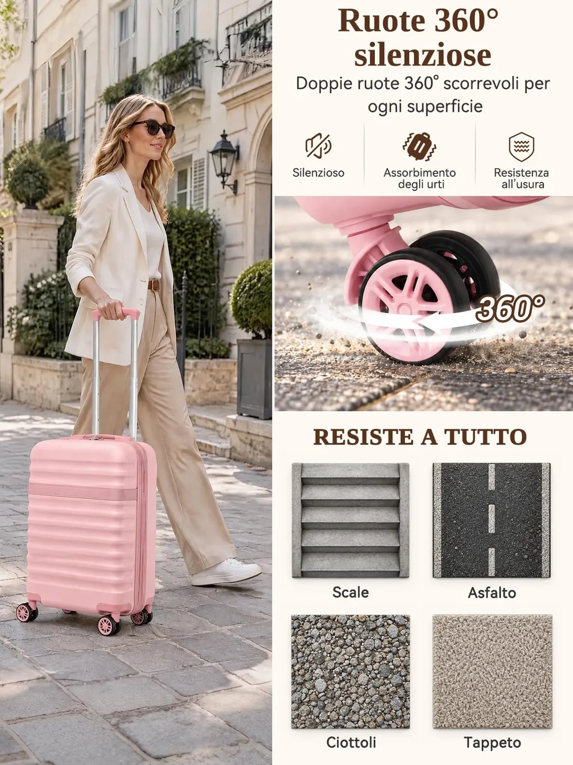 Kono 20 Trolley bagaglio a mano rosa 55x40x20 rigido