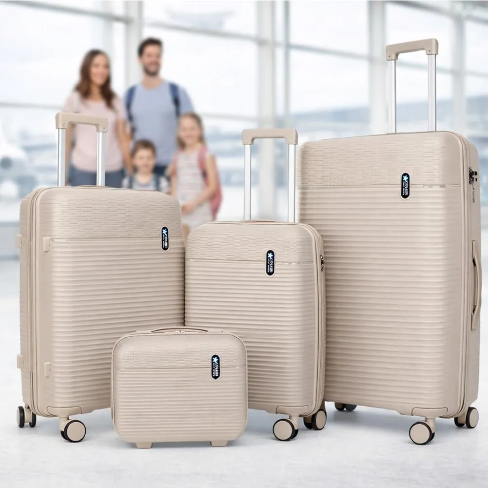 Provitera set 3+1 valigie rigide beige ABS bagaglio a mano