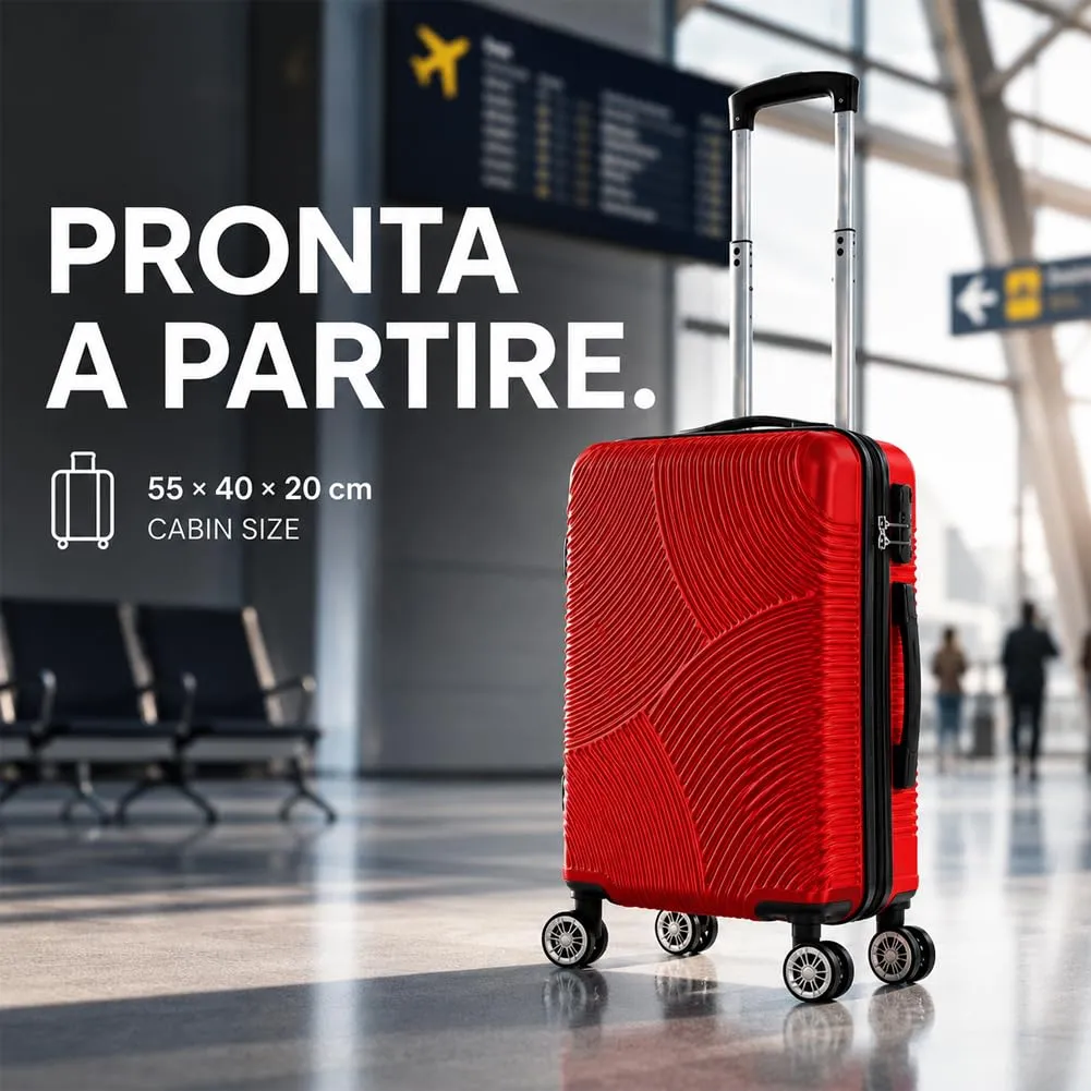Provitera Trolley Cabina Rigido Rosso 55x40x20 ABS