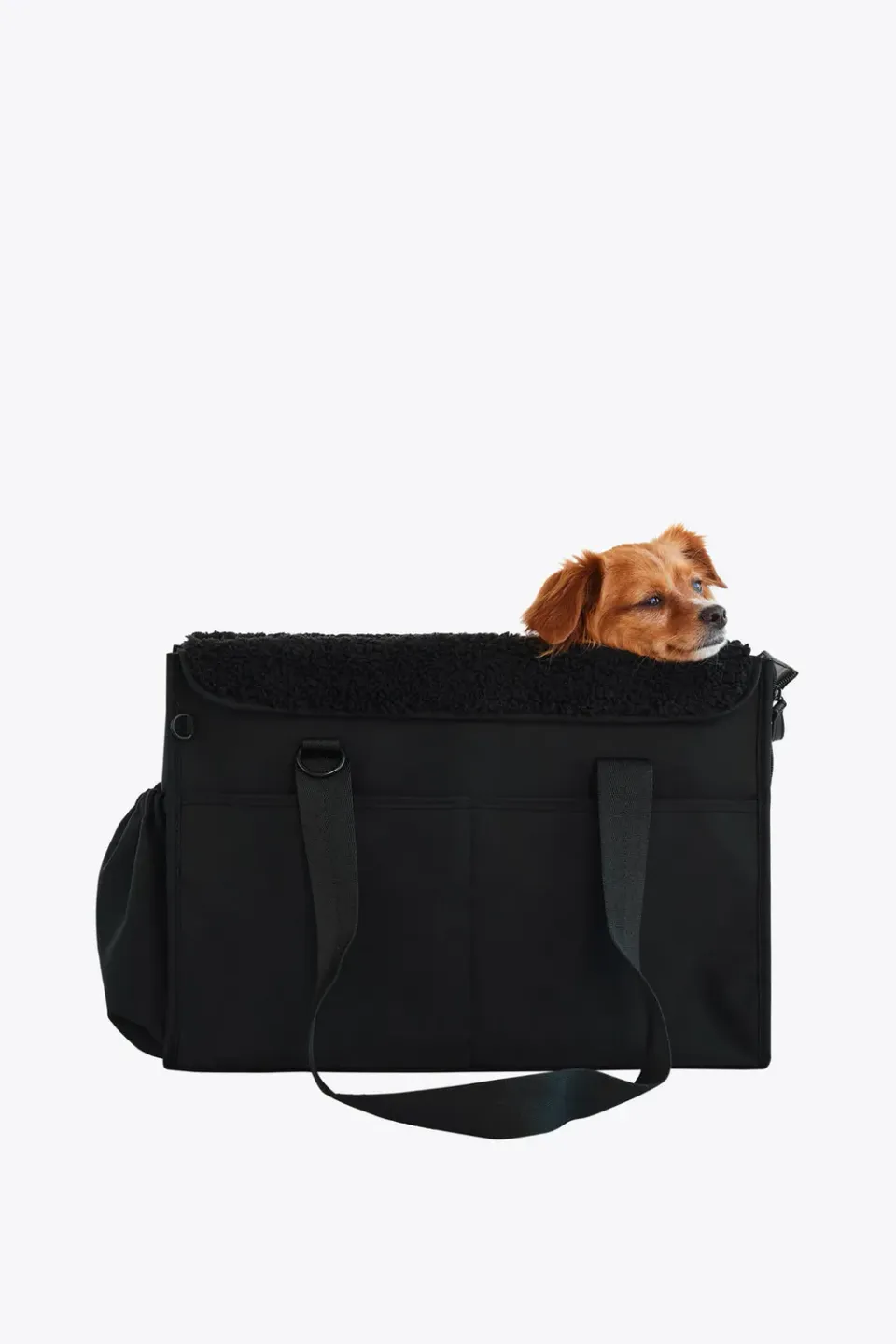 Beis Everyday Pet Tote borsa animali nero con cuccia sherpa