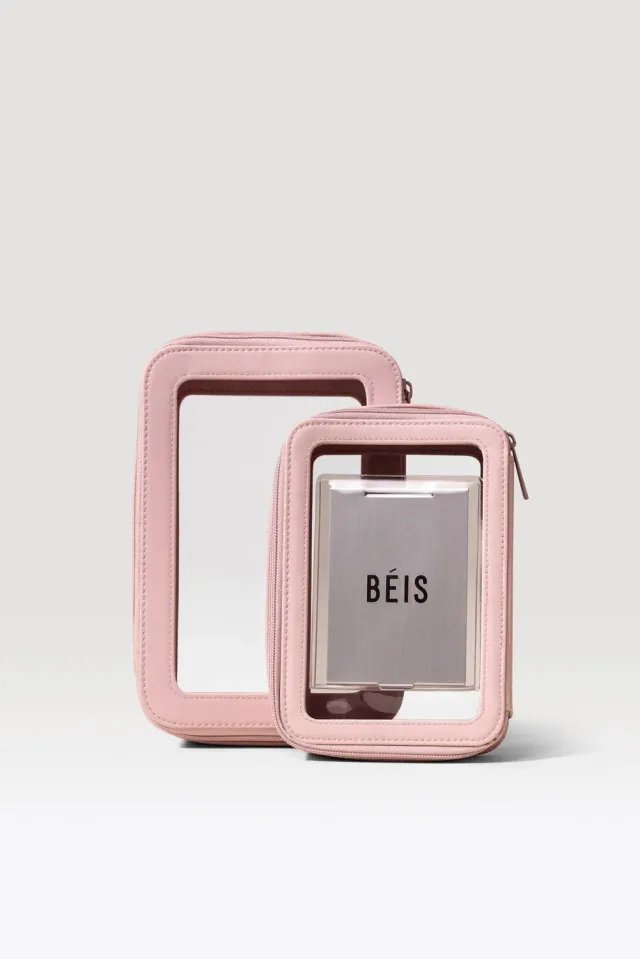Beis In Flight set trousse rosa atlas specchio