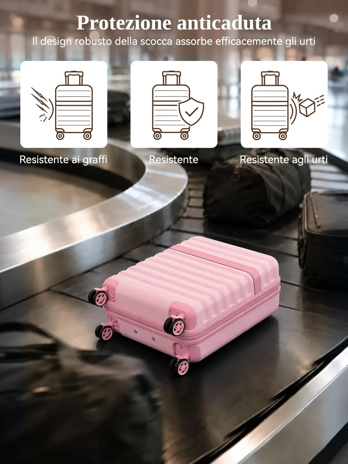 Kono 20 Trolley bagaglio a mano rosa 55x40x20 rigido