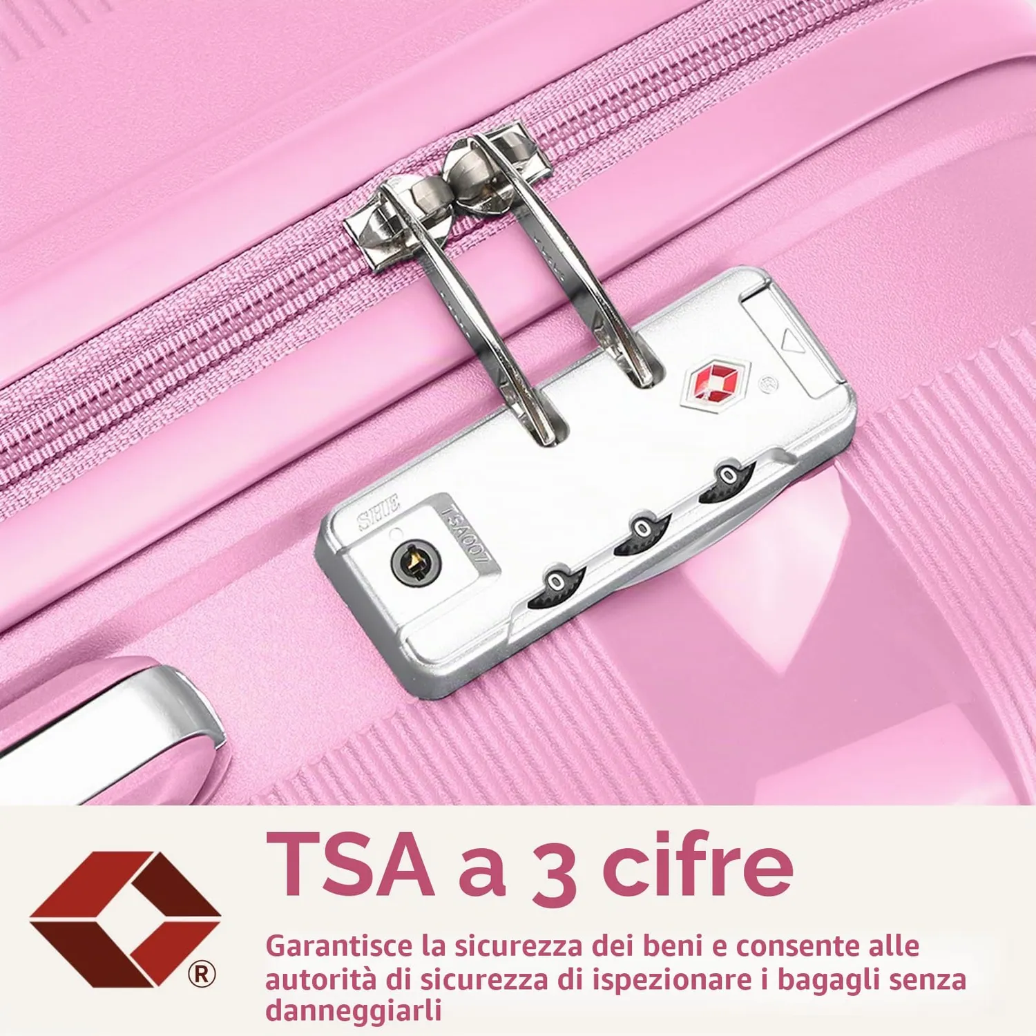 Kono 65cm Valigia Trolley Rigida Rosa Polipropilene