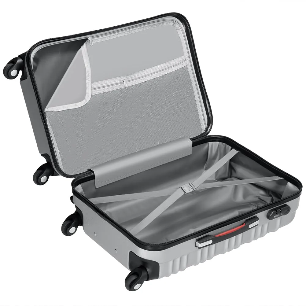 Provitera Set 4 Valigie Rigide ABS S-M-L-XL Trolley Argento