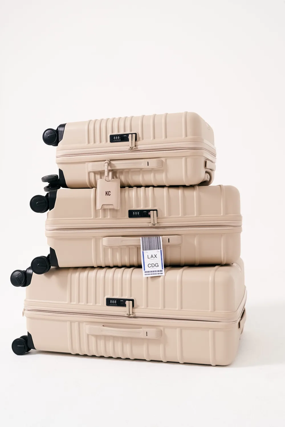 Beis The Large Check-In Roller valigia beige rigida