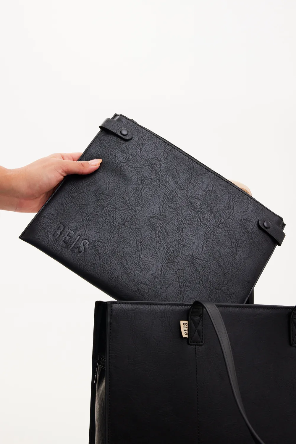 Beis Work Tote borsa ufficio nera pelle vegana