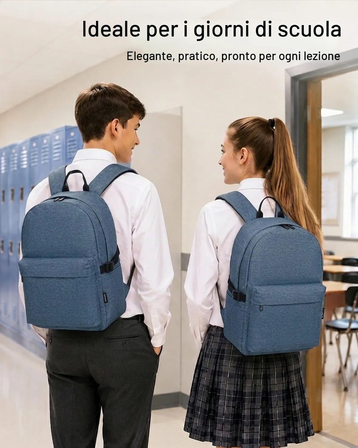 Kono zaino scuola leggero blu scuro 22L laptop 15,6"