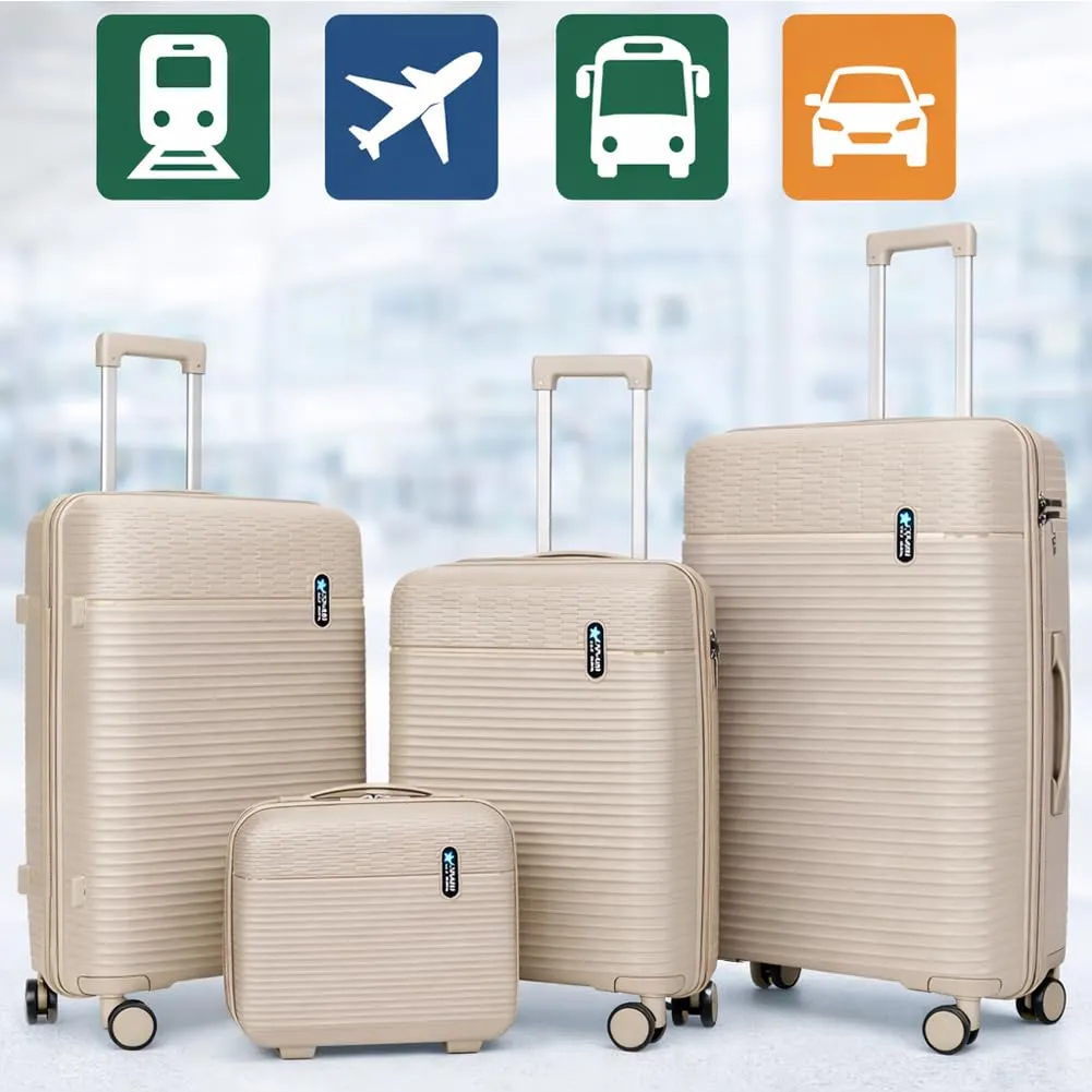 Provitera set 3+1 valigie rigide beige ABS bagaglio a mano